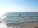 Al and Morgan playing in the sea at Borth