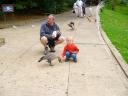 Al and Morgan feeding the ducks