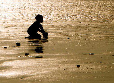 Playing on the beach