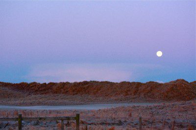 Early Morning Moon over Ynyslas Dunes