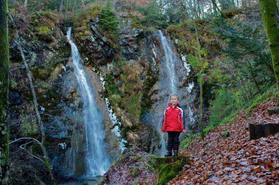 Morgan below the waterfall!