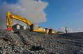 A mountain of gravel on the beach at Borth