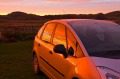 Sunset reflected in car