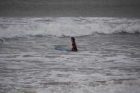 Making his way out through the whitewater