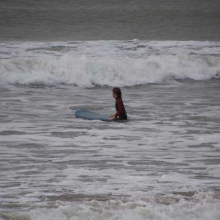 Making his way out through the whitewater