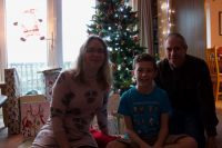 Family photo in front of the tree