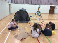 The Girls camp with decorated tree
