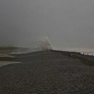 Ynyslas Car Park during Storm Brian