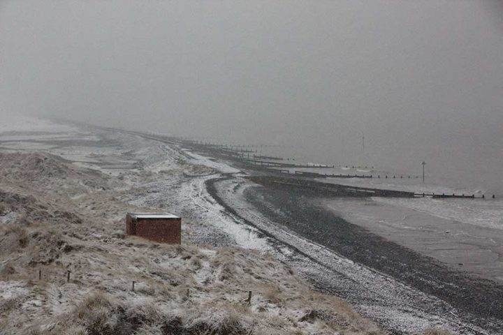 Snowfall on the beach