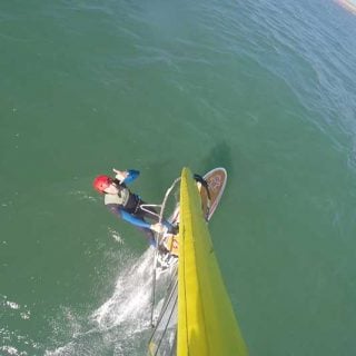 Mast view of windsurfer