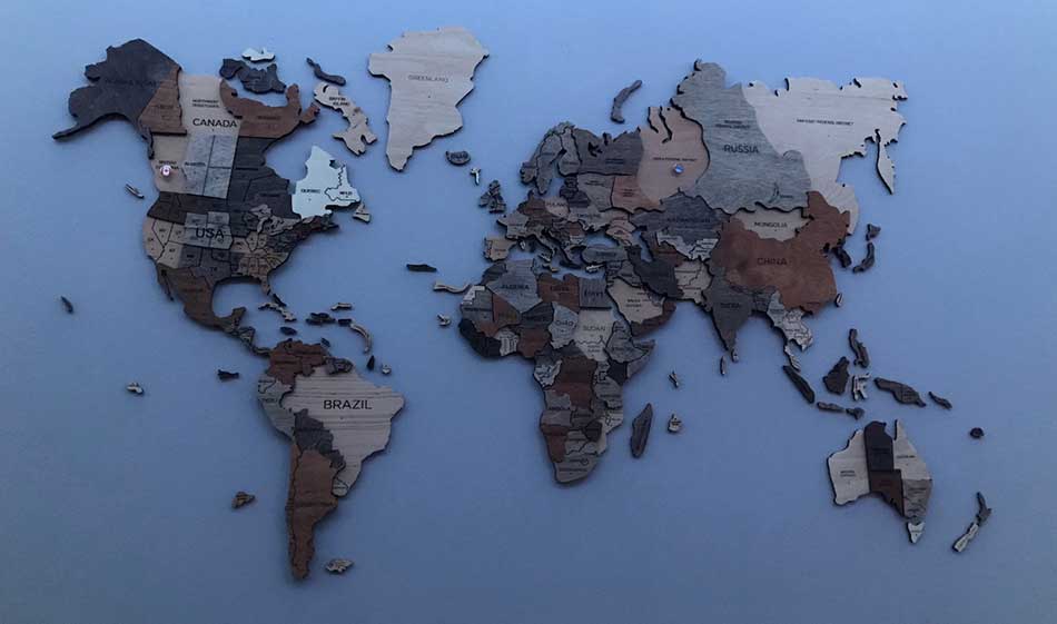 3D Wooden World Map