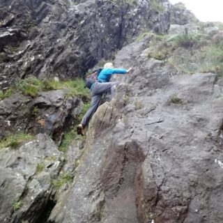 Me on Scrambling up Seniors Gulley